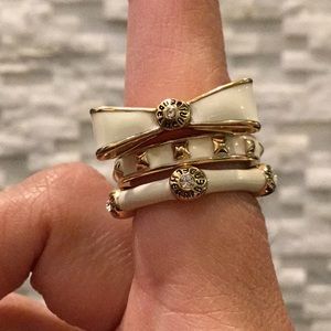 Henri Bendel 3 piece ring set - white & gold